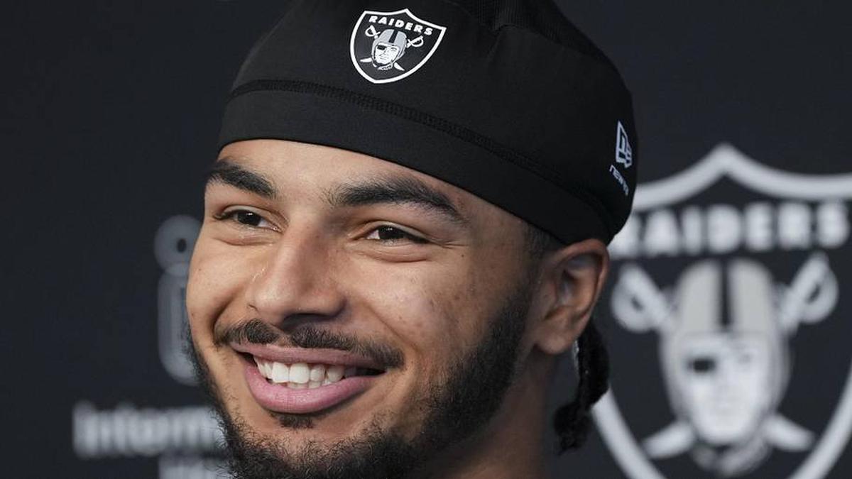 May 2, 2026; Henderson, NV, USA; Las Vegas Raiders safety Treydan Stukes (31) speaks during a news conference at the team's Rookie Minicamp at Intermountain Health Performance Center. Mandatory Credit: Candice Ward-Imagn Images | Candice Ward-Imagn Images 