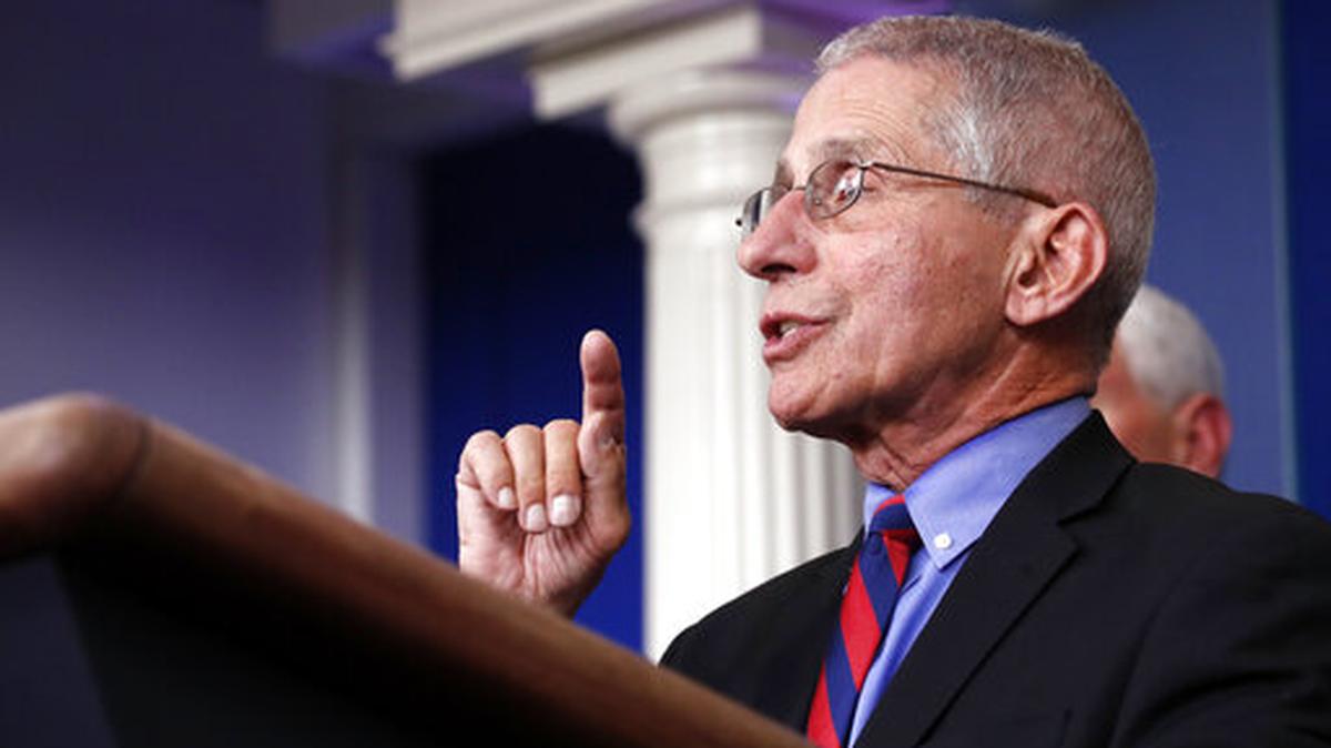 Dr. Anthony Fauci, director of the National Institute of Allergy and Infectious Diseases, speaks about the coronavirus in the James Brady Briefing Room, Wednesday, March 25, 2020, in Washington.