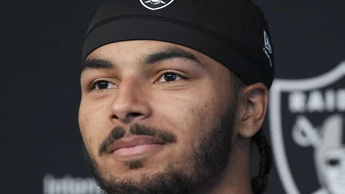  May 2, 2026; Henderson, NV, USA; Las Vegas Raiders safety Treydan Stukes (31) speaks during a news conference at the team's Rookie Minicamp at Intermountain Health Performance Center. Mandatory Credit: Candice Ward-Imagn Images | Candice Ward-Imagn Images 