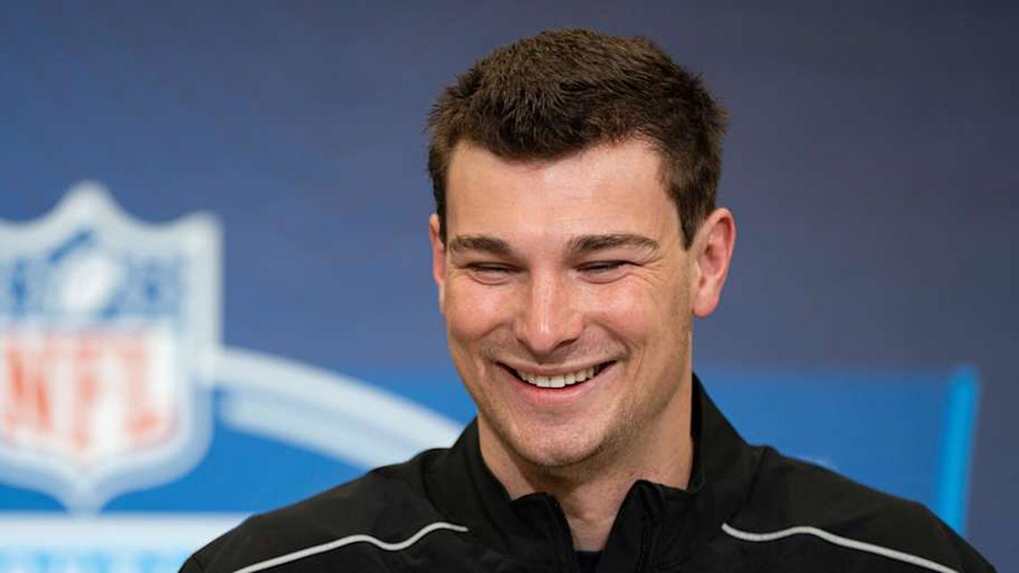  Feb 27, 2026; Indianapolis, IN, USA; Indiana quarterback Fernando Mendoza (QB11) speaks to members of the media during the NFL Combine at the Indiana Convention Center. Mandatory Credit: Jacob Musselman-Imagn Images | Jacob Musselman-Imagn Images 