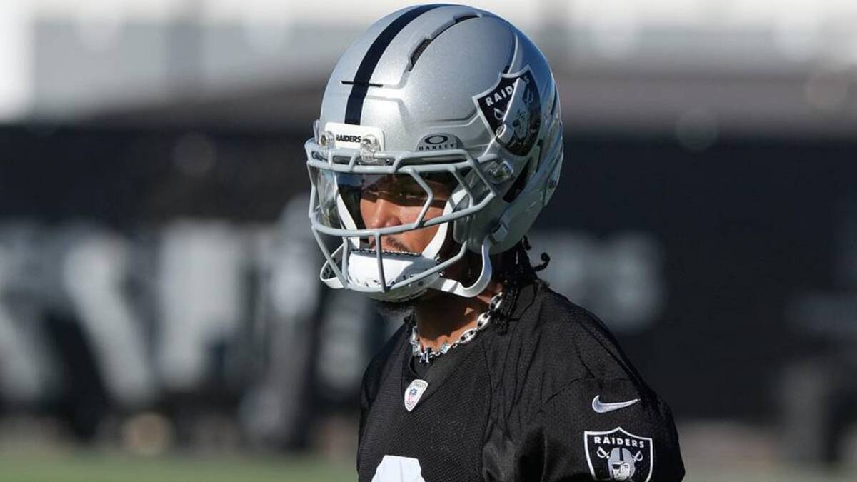  Jun 9, 2026; Henderson, NV, USA; Las Vegas Raiders receiver Jalen Nailor (9) during minicamp at Intermountain Health Performance Center. Mandatory Credit: Kirby Lee-Imagn Images | Kirby Lee-Imagn Images 