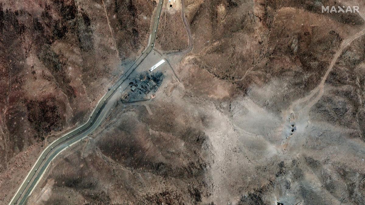 A satellite image provided by Maxar Technologies shows damage at Fordo enrichment facility after strikes in Iran on June 23.