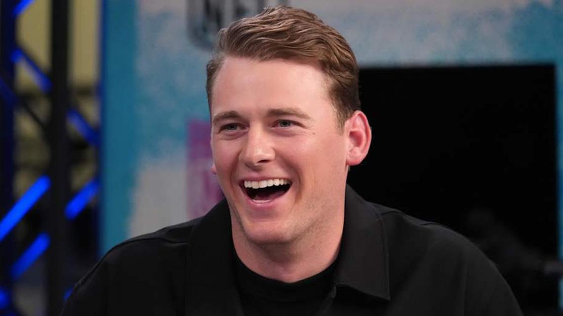  Feb 4, 2026; San Francisco, CA, USA; San Francisco 49ers quarterback Mac Jones on the NFL Network set at the Super Bowl LX media center at the Moscone Center. Mandatory Credit: Kirby Lee-Imagn Images | Kirby Lee-Imagn Images 