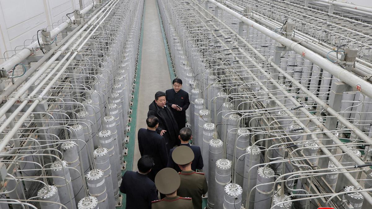 FILE PHOTO: North Korean leader Kim Jong Un visits the country's nuclear material production base and nuclear weapons institute, at an undisclosed location in North Korea, in this photo released by North Korea's official Korean Central News Agency on January 29, 2025.  KCNA via REUTERS /File Photo