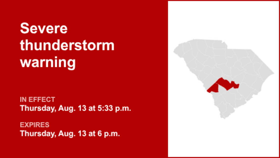 UPDATE: The severe thunderstorm warning is likely to expire at 6:45 p.m. 