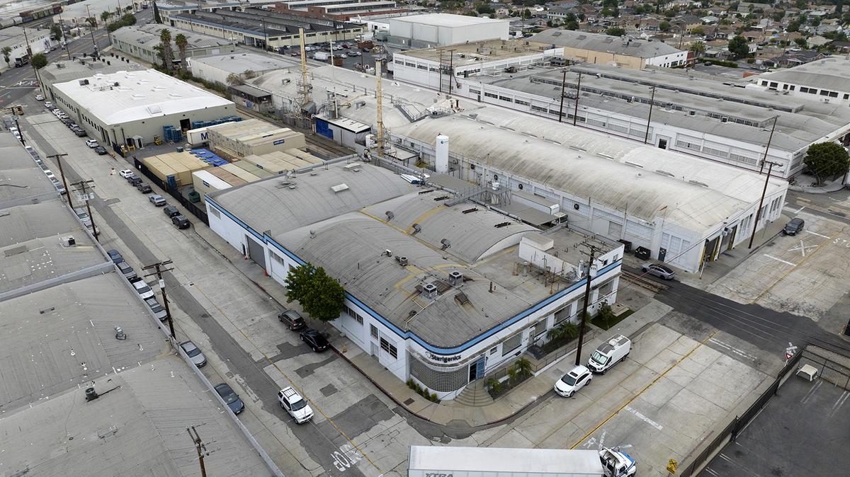 The South Coast Air Quality Management District has issued several notices of violations to three facilities that sterilize medical equipment in Southern California for elevated concentrations of ethylene oxide, including Sterigenics in Vernon (center building). (Myung J. Chun/Los Angeles Times/TNS)