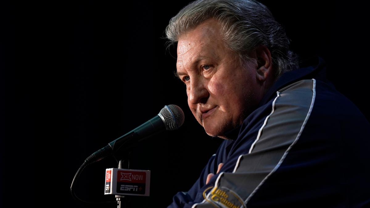 West Virginia head coach Bob Huggins speaks to the media during Big 12 NCAA college basketball media day Wednesday, Oct. 19, 2022, in Kansas City, Mo. (AP Photo/Charlie Riedel)