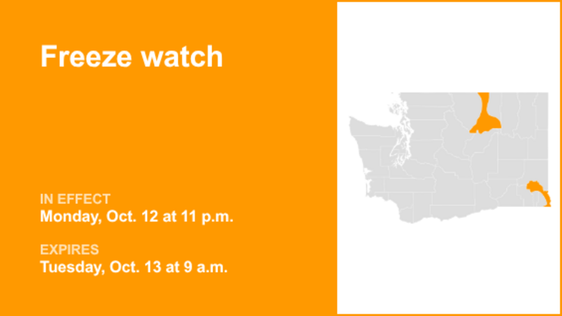 UPDATE: Freeze watch for Lower Garfield and Asotin counties and Okanogan Valley 