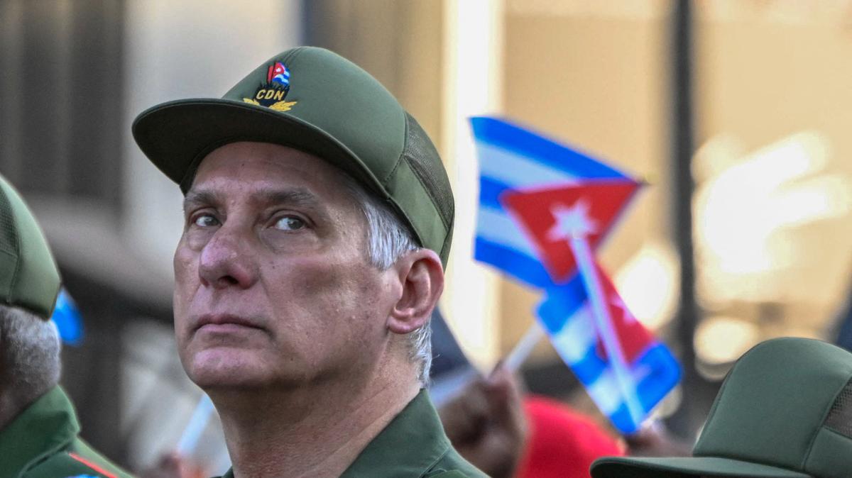 Cuban President Miguel Diaz-Canel attends a ceremony marking the 65th anniversary of Fidel Castro's declaration of the socialist character of the Cuban Revolution, made on the eve of the Bay of Pigs invasion in 1961, in Havana, Cuba April 16, 2026. REUTERS/Norlys Perez/File Photo