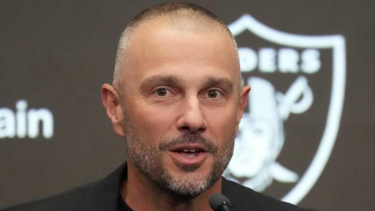  Feb 10, 2026; Henderson, NV, USA; Las Vegas Raiders general manager John Spytek at press conference at Intermountain Health Performance Center. Mandatory Credit: Kirby Lee-Imagn Images | Kirby Lee-Imagn Images 