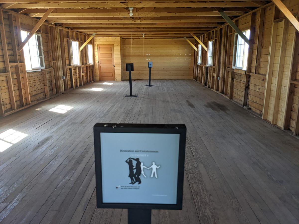  This flimsy structure would have been divided into small rooms to house Japanese families. Download an app to get a virtual reality view of life in the camps. Photo credit: Cindy Richards 