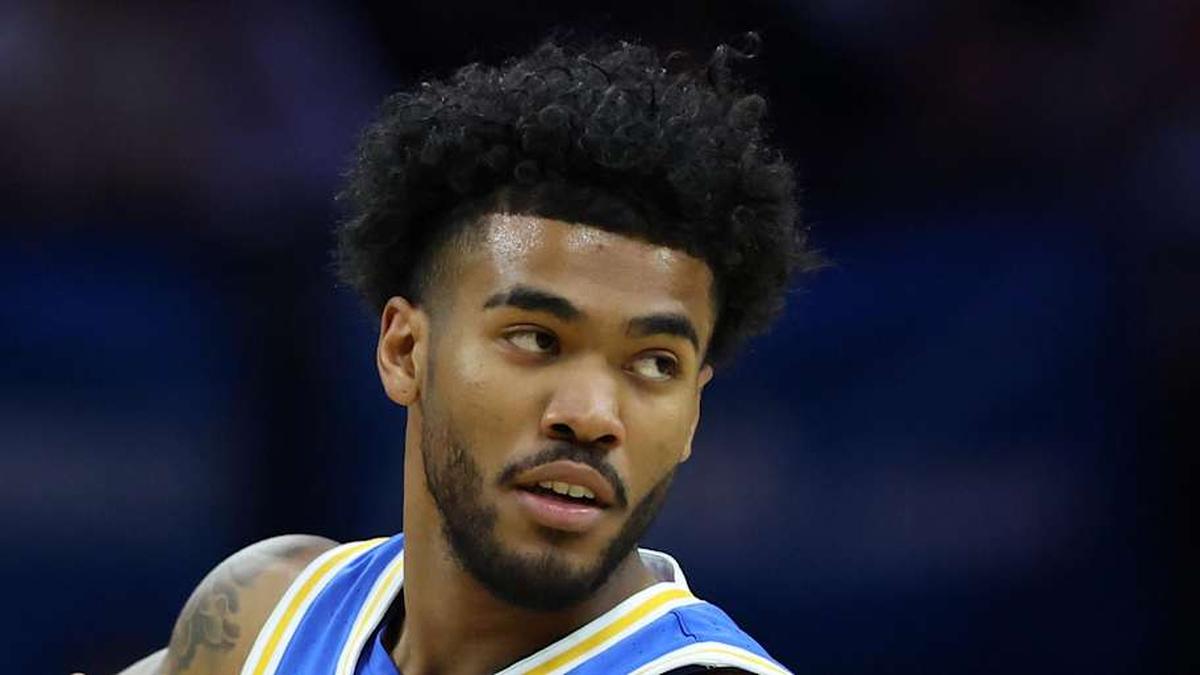  Mar 22, 2026; Philadelphia, PA, USA; UCLA Bruins guard Donovan Dent (2) reacts UConn Huskies in the first half during a second round game of the men's 2026 NCAA Tournament at Xfinity Mobile Arena. Mandatory Credit: Bill Streicher-Imagn Images | Bill Streicher-Imagn Images 