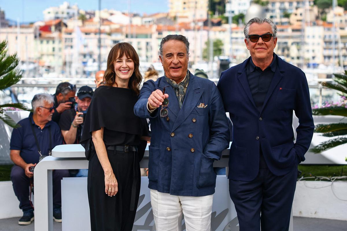 Director Andy Garcia, cast members Rosemarie DeWitt, Danny Hudson pose during a photocall for the film "Diamond" Out of competition at the 79th Cannes Film Festival in Cannes, France, May 20, 2026. REUTERS/Sarah Meyssonnier