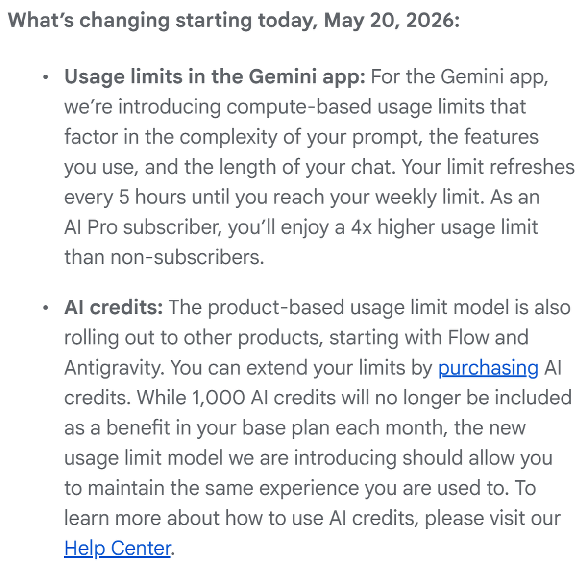 Email from Google; May 20, 2026.