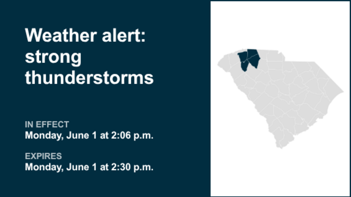 UPDATE: Weather alert affecting Spartanburg County Monday evening, says the NWS 