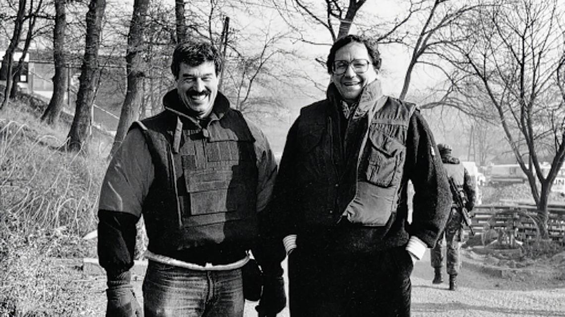 In a photo provided by Rosenblatt Family  of Lionel Rosenblatt and Richard Holbrooke, in Bosnia in the early 1990s. Rosenblatt, a U.S. Foreign Service officer who helped roughly 200 South Vietnamese citizens evacuate Saigon days before it fell in 1975 with a daring and unauthorized mission that prefaced a career advocating for refugees in Southeast Asia and other global hot spots, died on April 11, 2026, at his home in Washington, D.C. He was 82. (Rosenblatt Family via The New York Times) -- NO SALES; FOR EDITORIAL USE ONLY WITH NYT STORY OBIT ROSENBLATT BY JERÉ LONGMAN FOR APRIL 25, 2026. ALL OTHER USE PROHIBITED. --