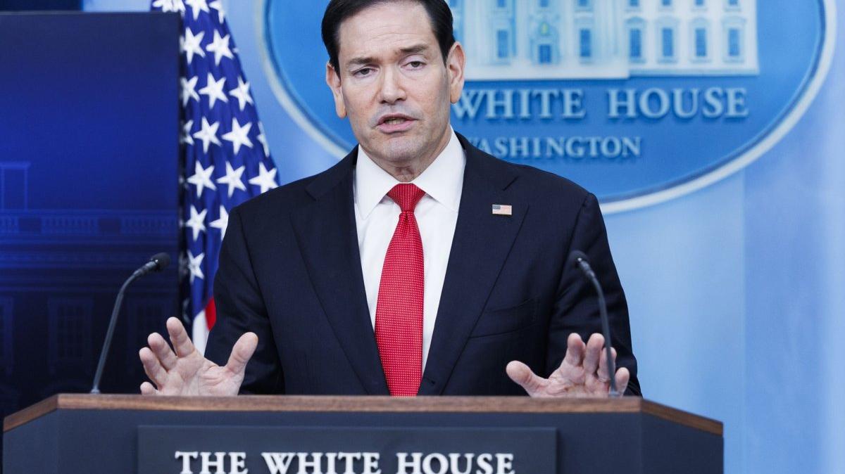 U.S. Secretary of State Marco Rubio speaks during a White House press briefing Tuesday inside the James S. Brady Briefing Room at the White House in Washington, D.C. Photo by Tom Brenner/UPI