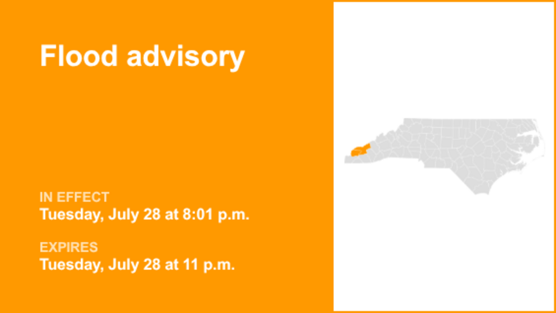 Flood advisory for Graham and Swain counties Tuesday night, says the NWS 