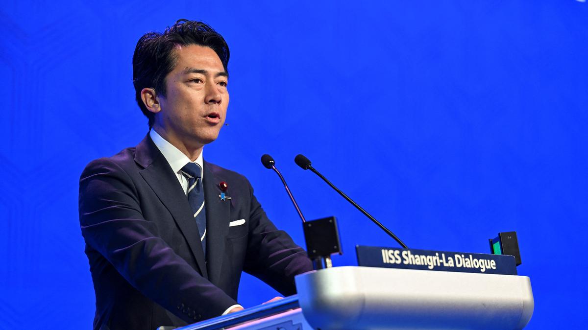 Shinjiro Koizumi, Japan's defence minister, speaks at the Shangri-La Dialogue security summit in Singapore, May 31, 2026. REUTERS/Caroline Chia