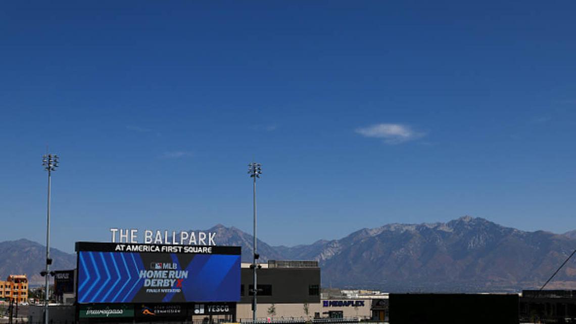  Utah's Wasatch Mountains provide a breathtaking background for baseball. | Tyler McFarland/MLB Photos/Getty Images 