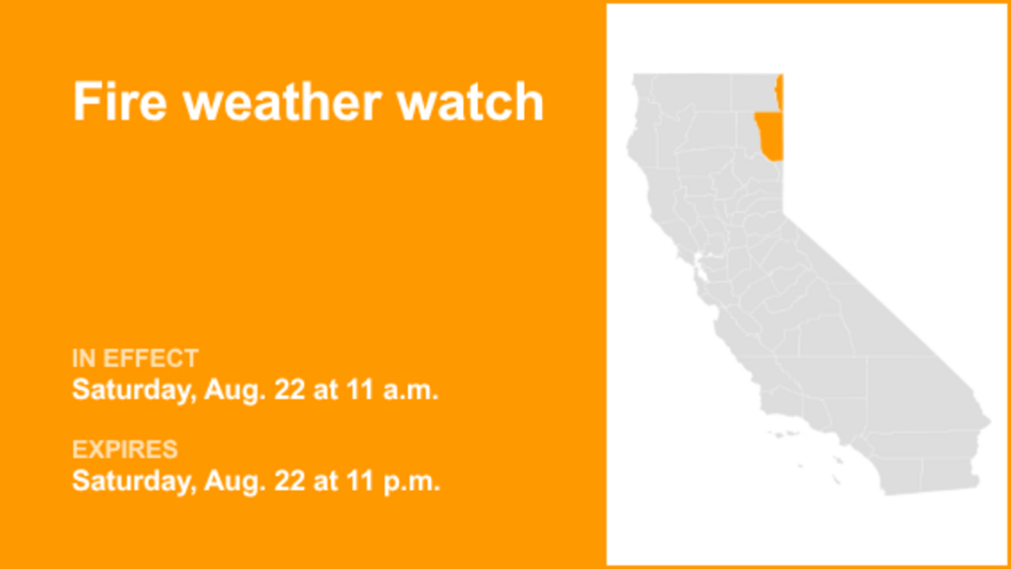Fire weather watch for Surprise Valley California and Eastern Lassen County for Saturday 