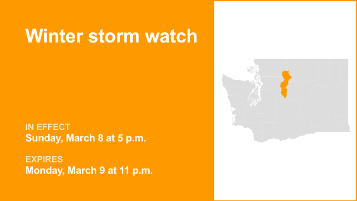 UPDATE: Winter storm watch for Western Chelan County for Thursday and Friday 
