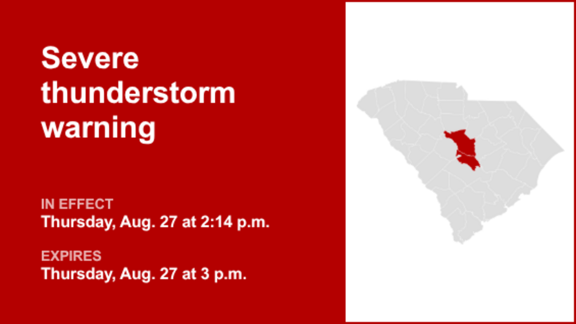 Severe thunderstorm warning for Calhoun and Richland counties Thursday afternoon 