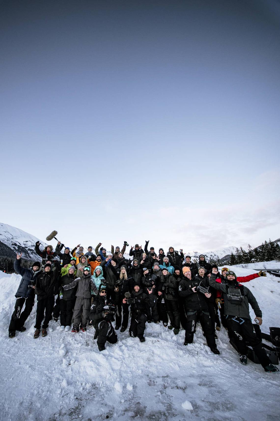  Group shot during Natural Selection Ski Comp Day on March 24, 2026, in the Chugach backcountry zone surrounding Girdwood, Alaska. 