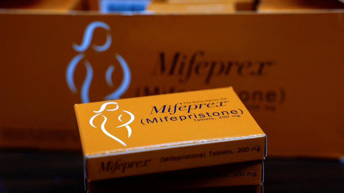 FILE PHOTO: Boxes of Mifepristone, the first pill in a medical abortion, are seen at Alamo Women's Clinic in Carbondale, Illinois, U.S., April 9, 2024. REUTERS/Evelyn Hockstein//File Photo