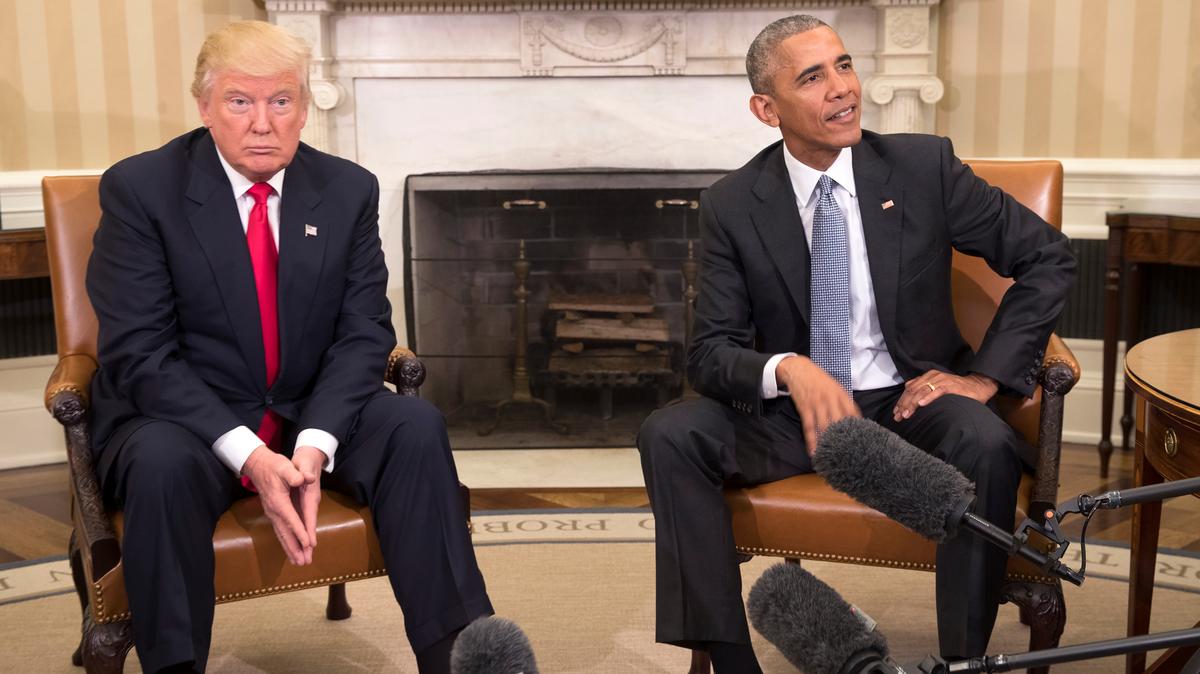 Then-President Barack Obama and President-elect Donald Trump in the Oval Office of the White House in 2016. The Trump administration has in July 2025 released a series of reports intended to undermine the conclusion reached by intelligence agencies before Trump’s first term that Russia had favored his candidacy in 2016 and sought to improve his chances of winning.