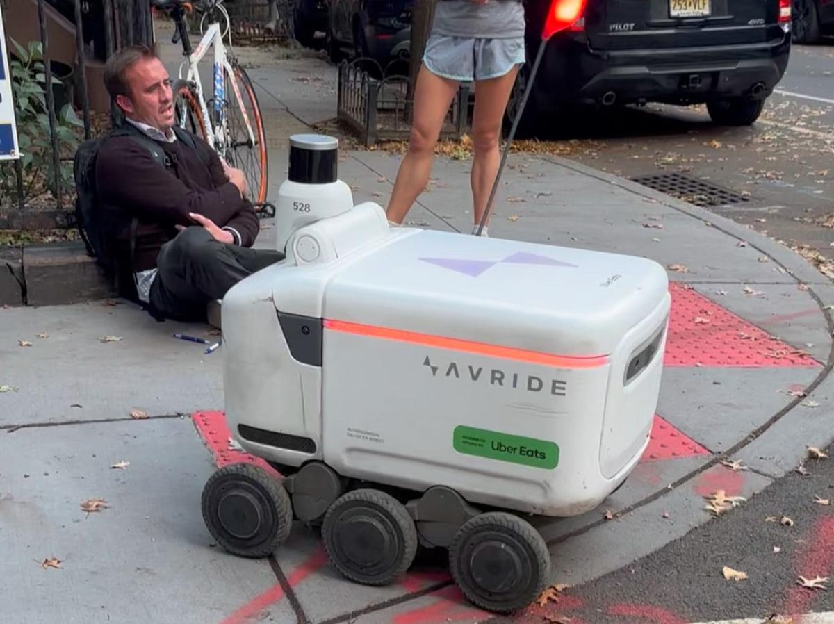  Conor Shannon said he collided with the delivery robot in a bike lane as he rode home from work in Jersey City on October 22, 2025. 