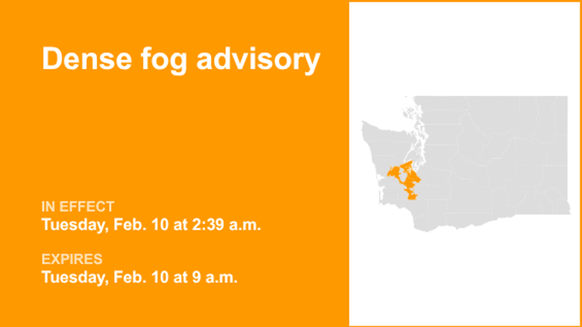 UPDATE: Dense fog advisory affecting Southwest Washington until Tuesday morning 