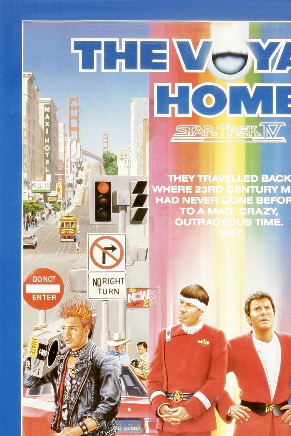 STAR TREK IV: THE VOYAGE HOME, center l-r: Leonard Nimoy, William Shatner on poster art, 1986©Paramount Pictures/courtesy Everett Collection
