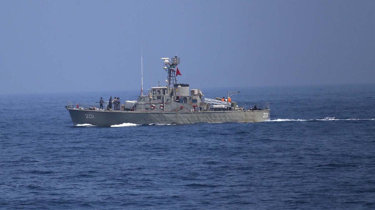 A handout picture provided by the Iranian Army's official website on Sept. 11, 2020, shows an Iranian navy warship during the second day of a military exercise in the Gulf, near the strategic strait of Hormuz in southern Iran. (Iranian Army office/AFP/Getty Images/TNS)