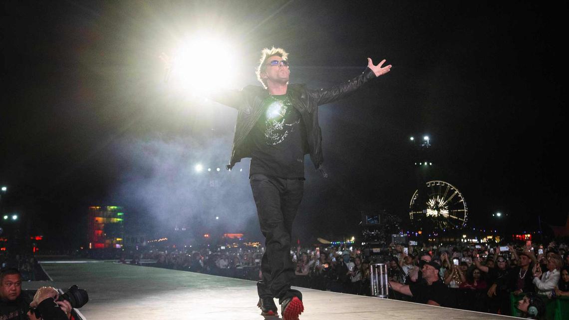 Matt Bellamy of Muse performs with Anyma on the main stage during day one of the Coachella Valley Music & Arts Festival in Indio on Friday, April 17, 2026. (Photo by Drew A. Kelley, Press-Telegram/SCNG)