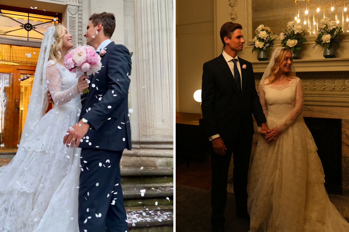  Catherine Michelle and her husband on their wedding day in May 2026. 