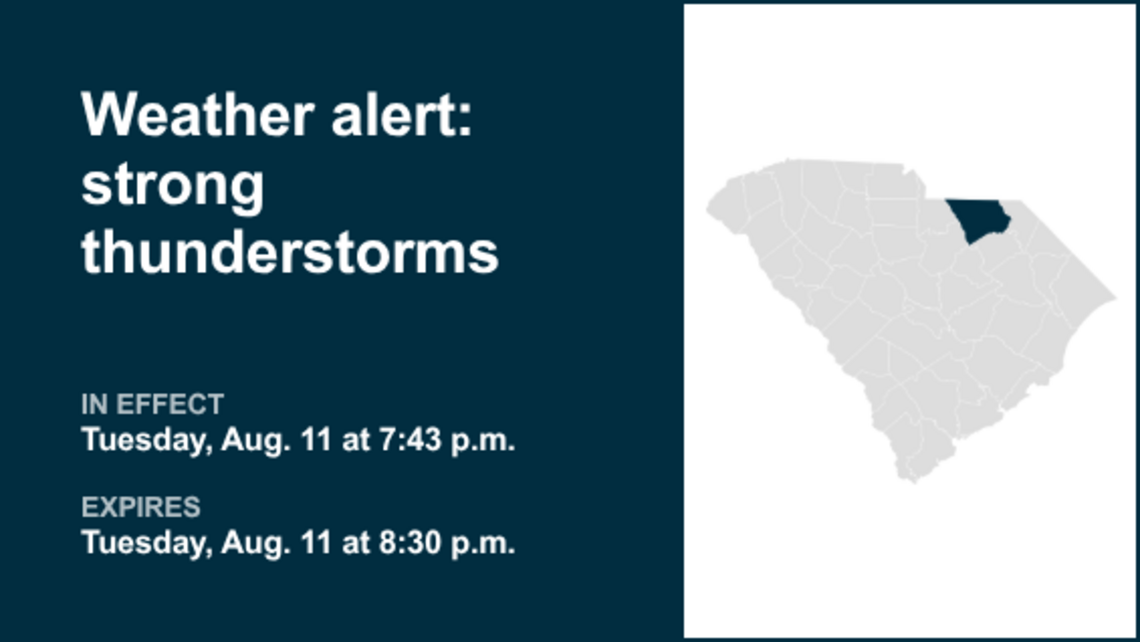 Weather alert in place for Chesterfield County Tuesday evening - gusts up to 50 mph 