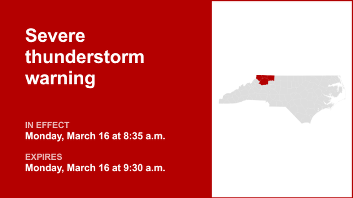 UPDATE: Severe thunderstorm warning previously issued for Caswell County will expire at 12:15 p.m. 