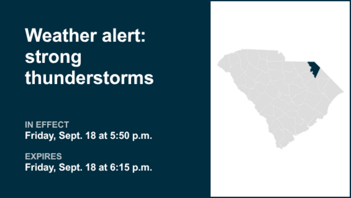 Weather alert for Marlboro County Friday evening - gusts may reach 40 mph 