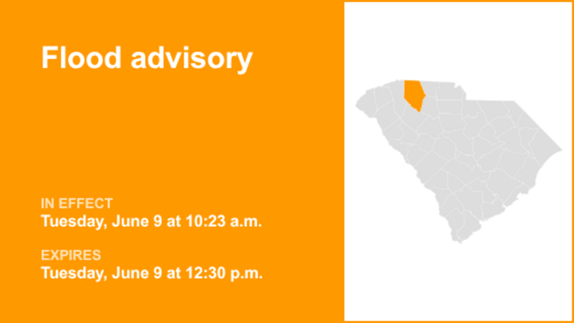 UPDATE: Flood advisory in place for Spartanburg County Tuesday afternoon 