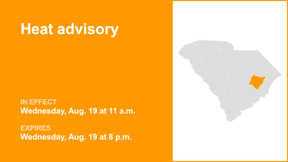 Williamsburg County under a heat advisory until Wednesday evening, says the NWS 