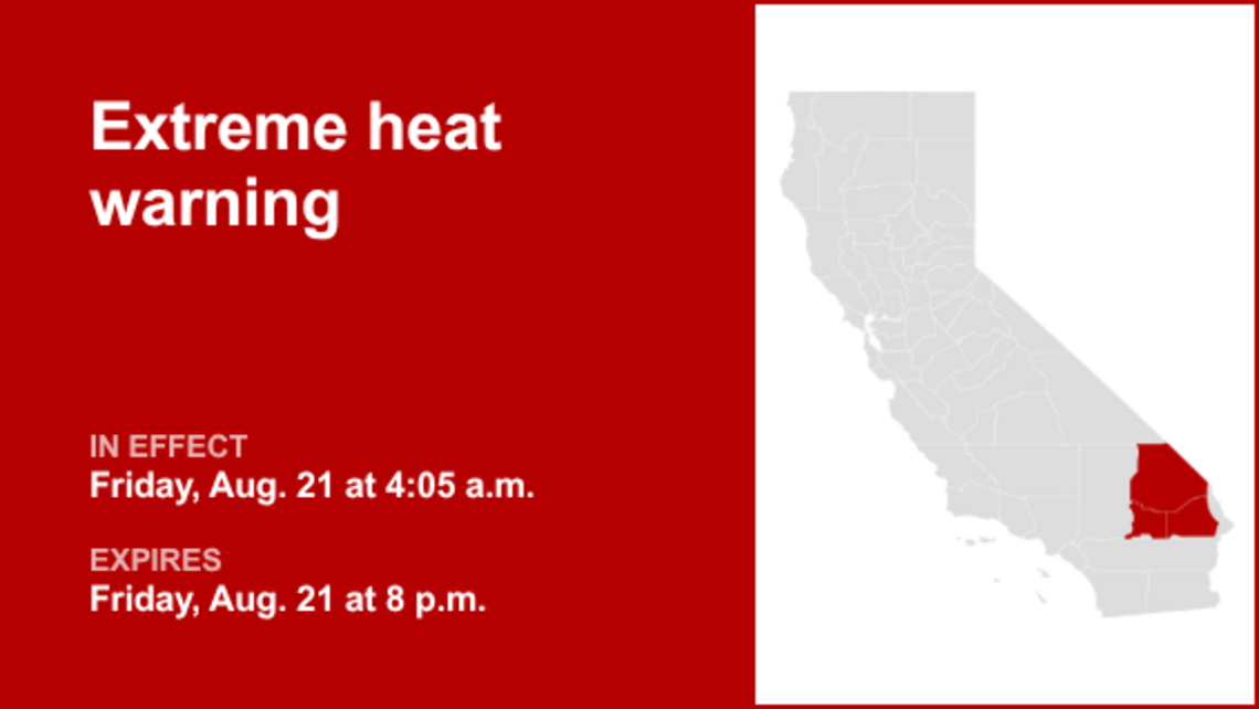 UPDATE: The extreme heat warning for San Bernardino County is predicted to expire at 8 p.m. 