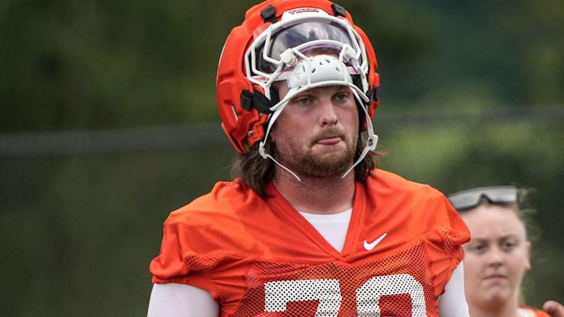  Clemson offensive lineman Blake Miller (78) during Clemson football 2025 practice at the Allen N. Reeves Football Complex in Clemson, S.C. Friday, August 1, 2025. | Ken Ruinard / USA Today Network South Carolina / USA TODAY NETWORK via Imagn Images 