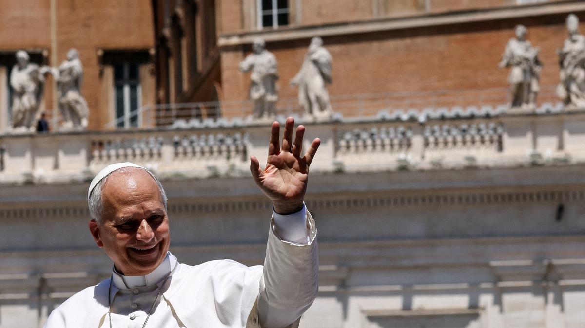 FILE PHOTO: Pope Leo XIV leaves following the weekly general audience in St. Peter's Square at the Vatican, May 27, 2026. REUTERS/Yara Nardi/File Photo