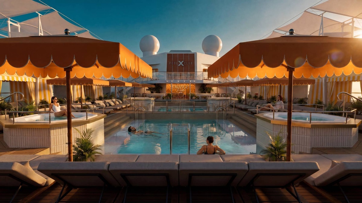 A rendering of the Celebrity Pool Club on the modernized Celebrity Reflection cruise ship. 