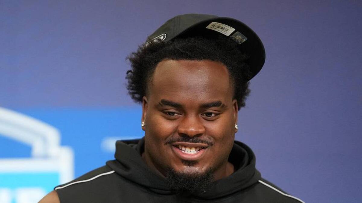  Feb 25, 2026; Indianapolis, IN, USA; UCLA defensive lineman Gary Smith III (DL27) speaks during the NFL Scouting Combine at the Indiana Convention Center. Mandatory Credit: Kirby Lee-Imagn Images | Kirby Lee-Imagn Images 