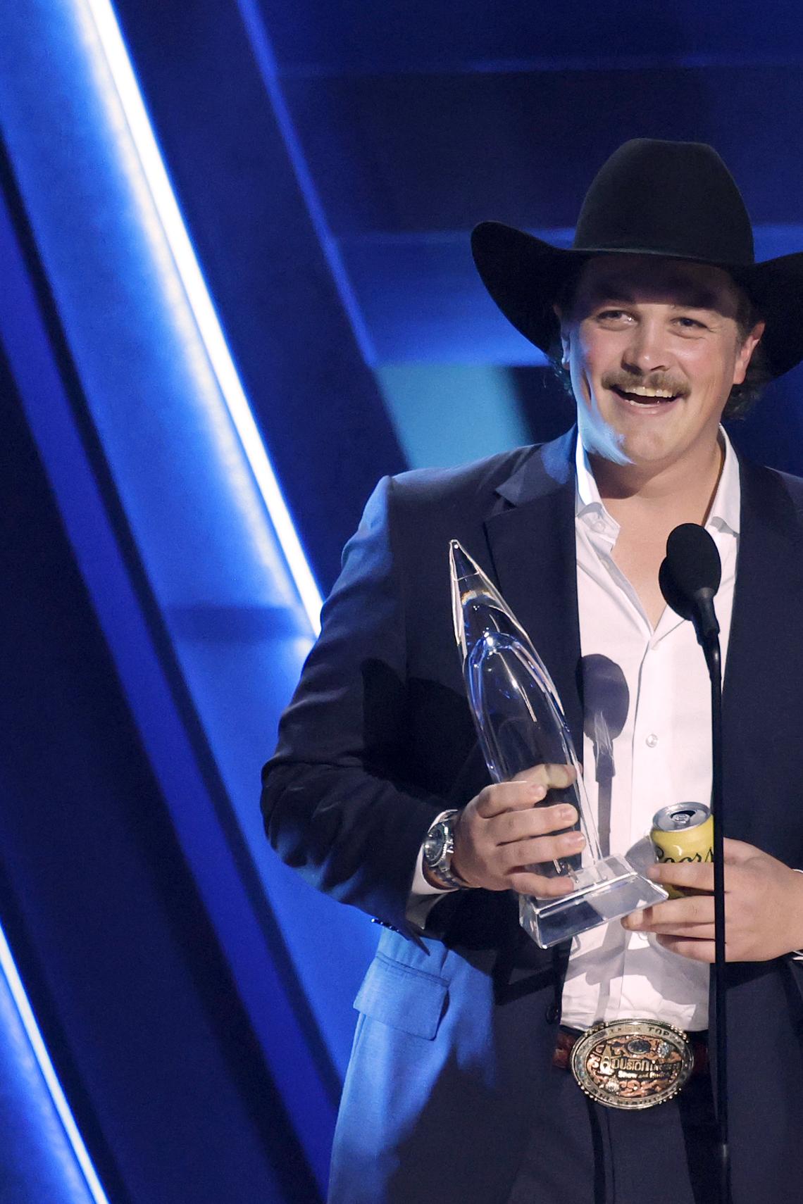 Zach Top accepts the New Artist of the Year Award onstage during the 59th Annual CMA Awards at Bridgestone Arena on November 19, 2025 in Nashville, Tennessee