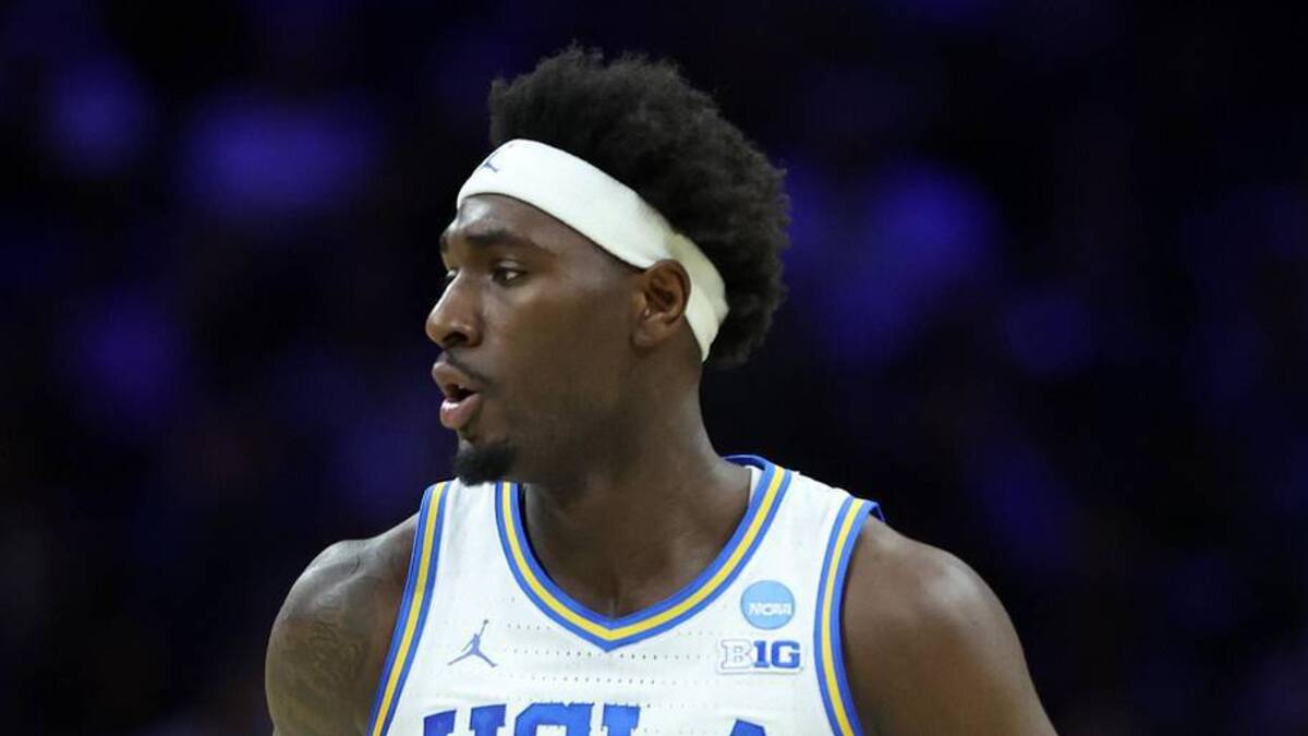  Mar 20, 2026; Philadelphia, PA, USA; UCLA Bruins forward Eric Dailey Jr. (3) reacts against the UCF Knights in the first half during a first round game of the men's 2026 NCAA Tournament at Xfinity Mobile Arena. Mandatory Credit: Bill Streicher-Imagn Images | Bill Streicher-Imagn Images 