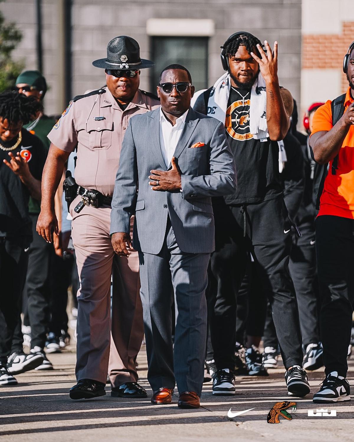  James Colzie III leads his team on game day. (Photo courtesy FAMU Athletics) 