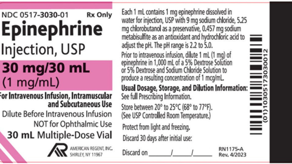 Epinephrine injections recalled. See list of affected products 